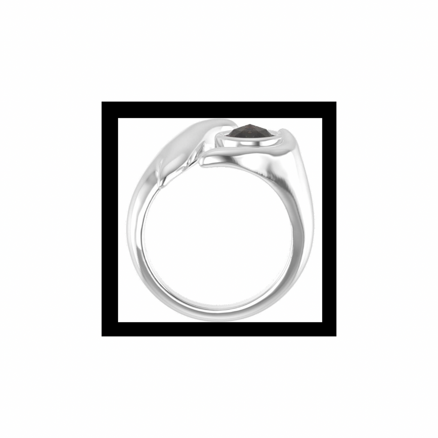 Gulf Tide Ring Sculpted 10K White Gold with Rose-Cut Smoky Quartz