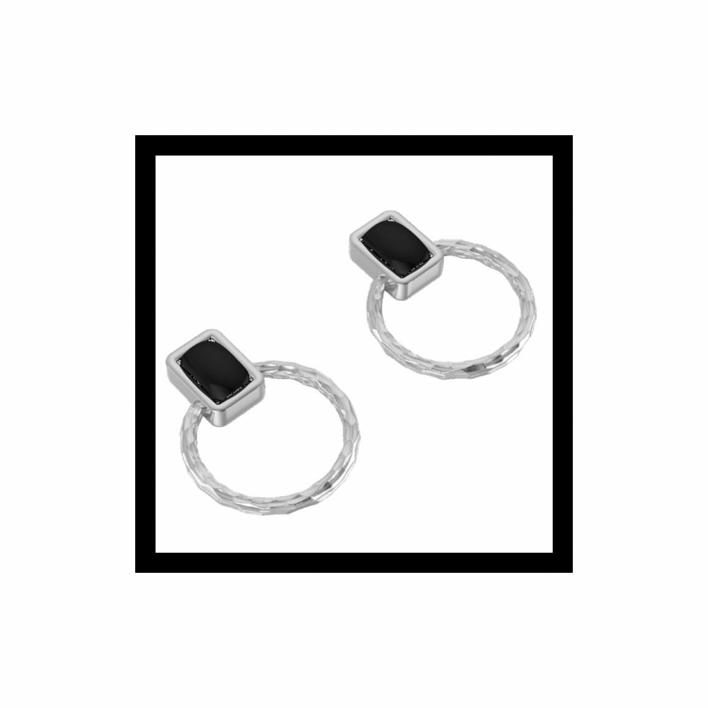 Jacob’s Well Hoops 10K White Gold + Black Onyx