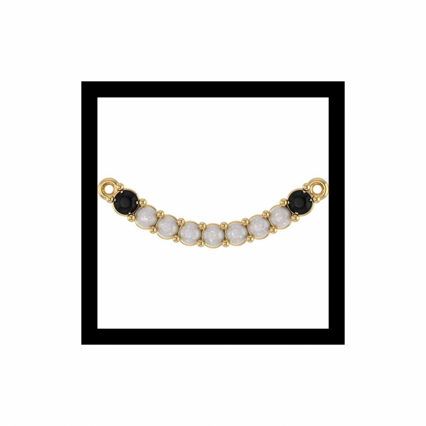 Riverbend Necklace Rainbow Moonstone + Black Onyx in 10K Gold