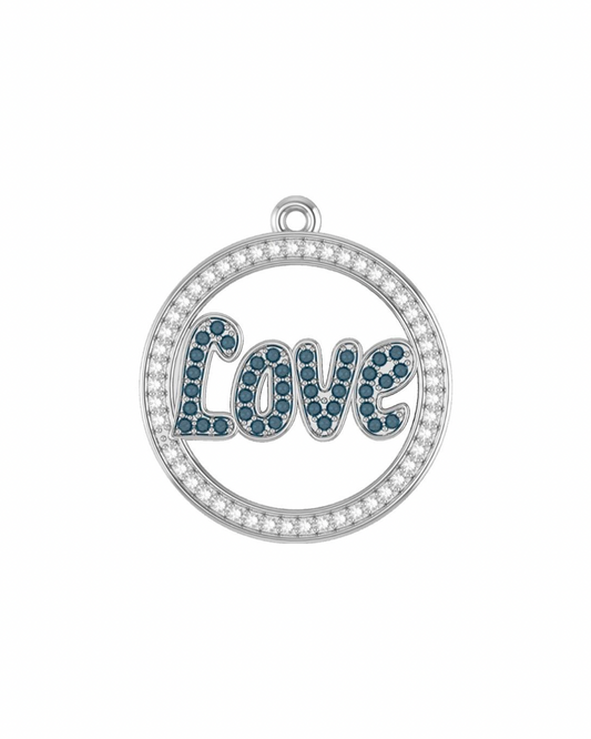 Love Pendant 10K White Gold White Sapphire Pave + Champagne Diamond