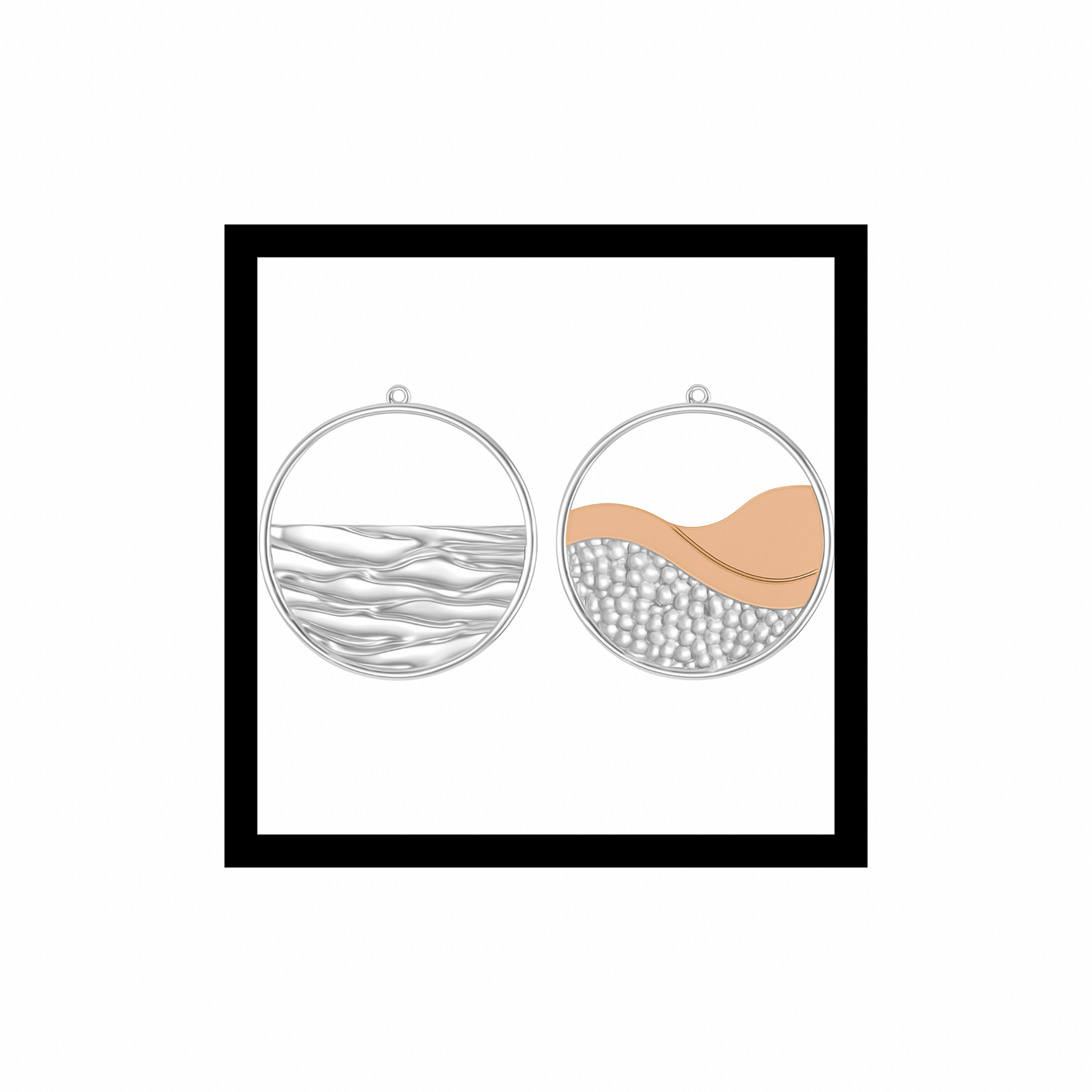 Palo Duro Hoops in 10K White & Rose Gold Sculpted + Planished Texture