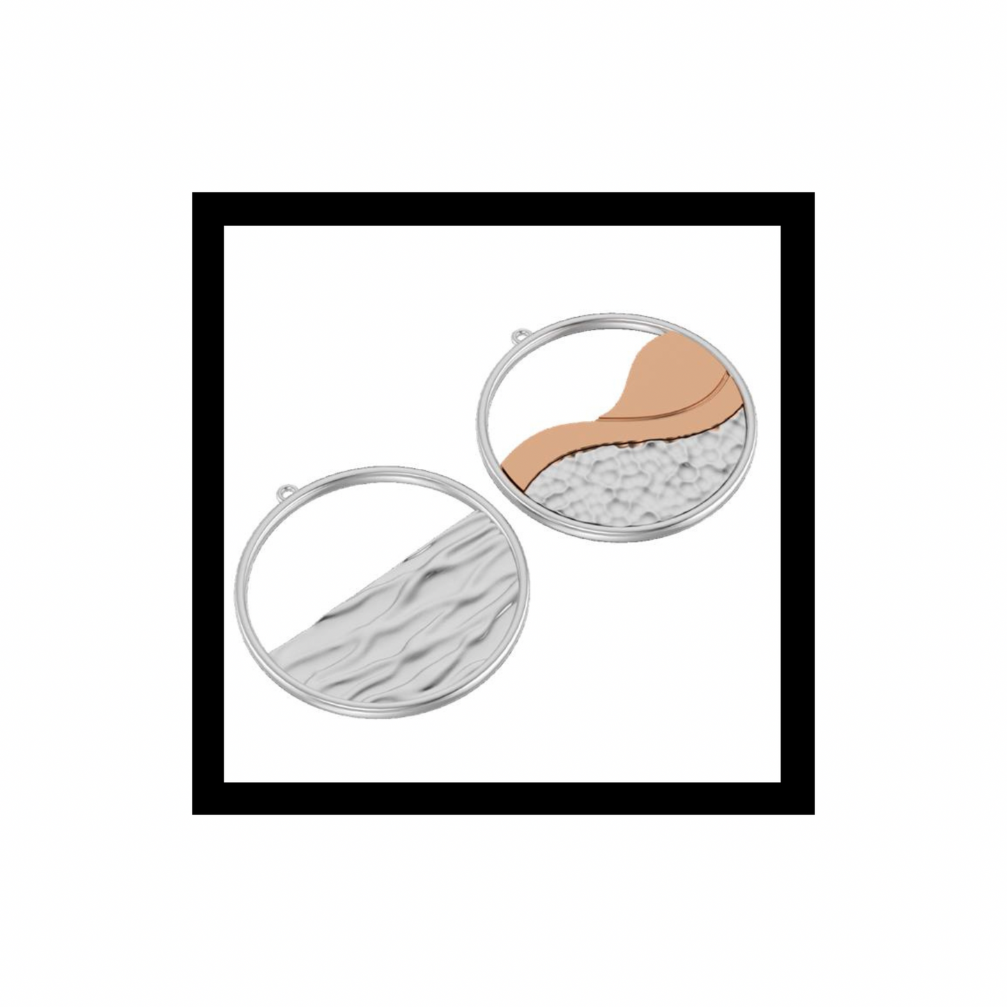 Palo Duro Hoops in 10K White & Rose Gold Sculpted + Planished Texture
