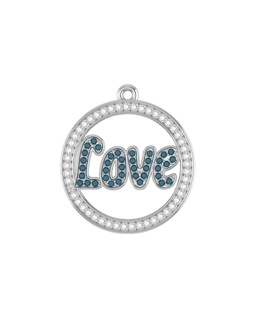 Love Pendant 10K White Gold White Sapphire Pave + Champagne Diamond